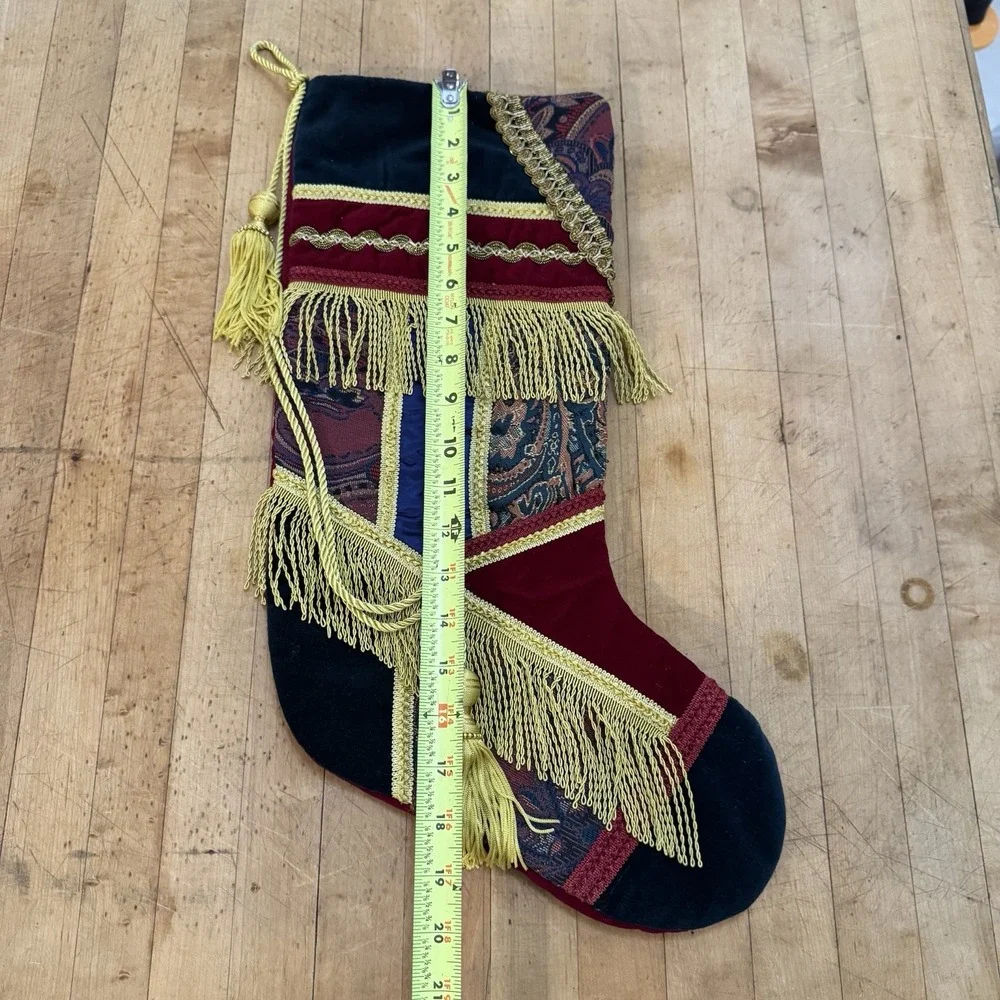 Victorian Style Christmas Stocking Patchwork & Fringe 20